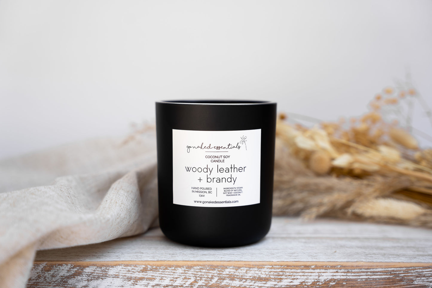 Woody Leather + Brandy Coconut Soy Candle