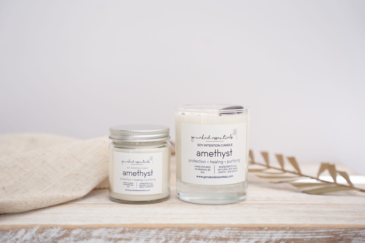 Mini Amethyst Quartz Soy Intention Candle