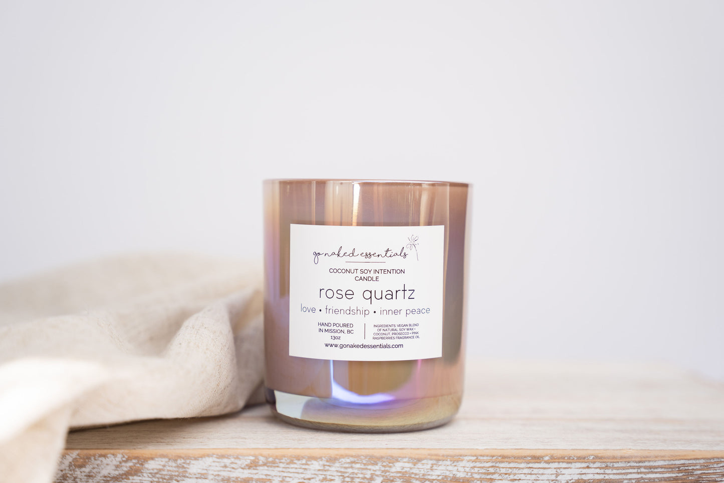 Rose Quartz Coconut Soy Intention Candle